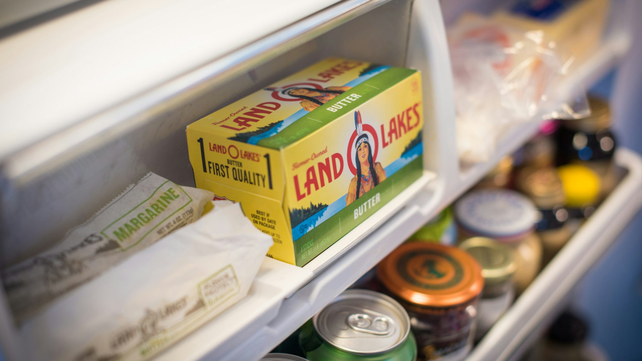 container of Land O'Lakes Inc. brand butter is displayed for a photograph in Dobbs Ferry, New York, U.S., on Wednesday, Feb. 20, 2019. With 2018 annual sales of $15 billion, Land O'Lakes is one of the nation's largest cooperatives. Photographer: Tiffany Hagler-Geard/Bloomberg