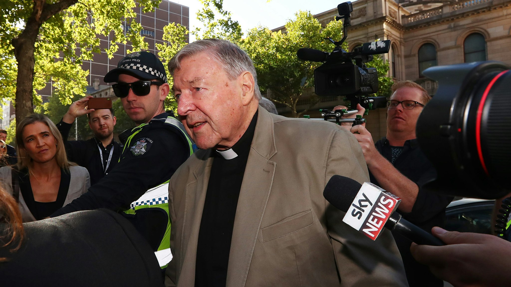 MELBOURNE, AUSTRALIA - FEBRUARY 27: Cardinal George Pell arrives at Melbourne County Court on February 27, 2019 in Melbourne, Australia. Pell, once the third most powerful man in the Vatican and Australia's most senior Catholic, was found guilty on 11 December in Melbourne's county court, but the result was subject to a suppression order and was only able to be reported from Tuesday. The jury was unanimous in their verdict, finding Pell guilty on five counts of child sexual assault in December 1996 and early 1997 at St Patrick's Cathedral. (Photo by Michael Dodge/Getty Images)