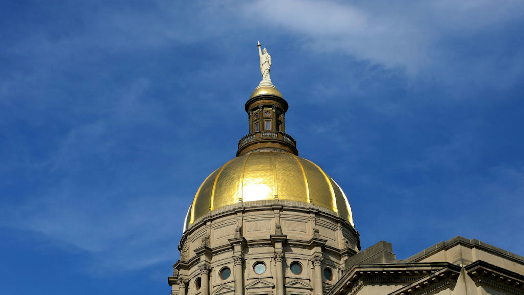 Statue of 'Miss Fredom' atop the Georgia State Capitol dome in Atlanta, Georgia on July 27, 2019.