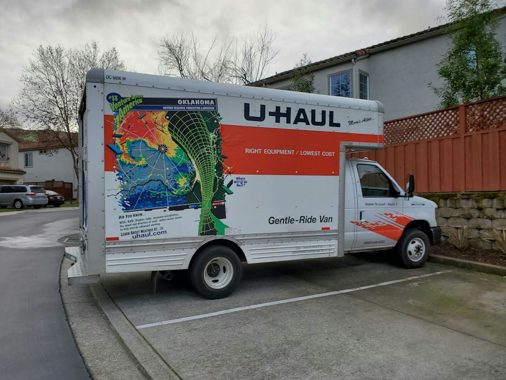 UHaul moving truck parked in a suburban neighborhood in San Ramon, California, February 2, 2020.
