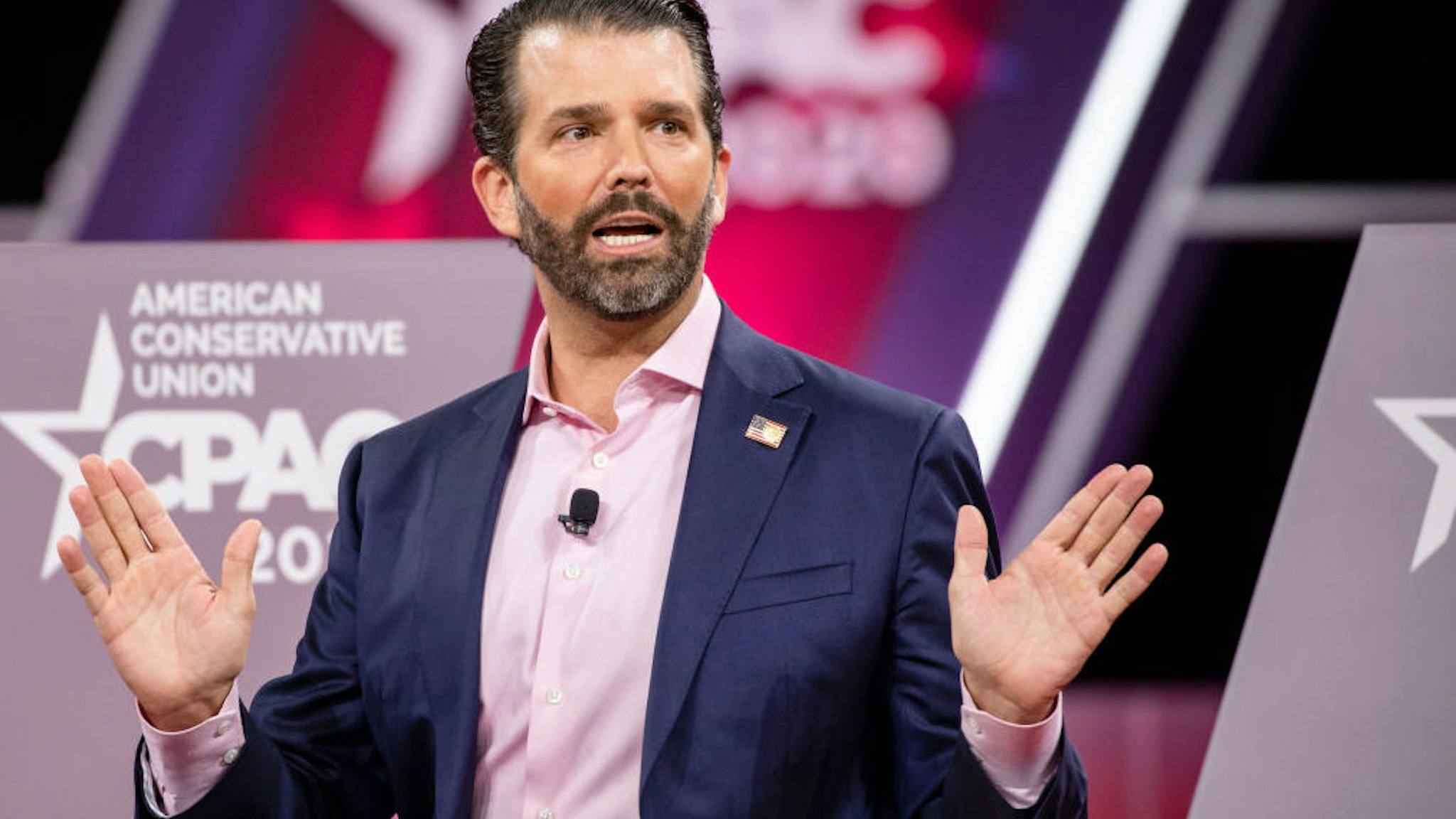Donald Trump Jr., son of President Donald Trump, speaks on stage during the Conservative Political Action Conference 2020 (CPAC) hosted by the American Conservative Union on February 28, 2020 in National Harbor, MD. (