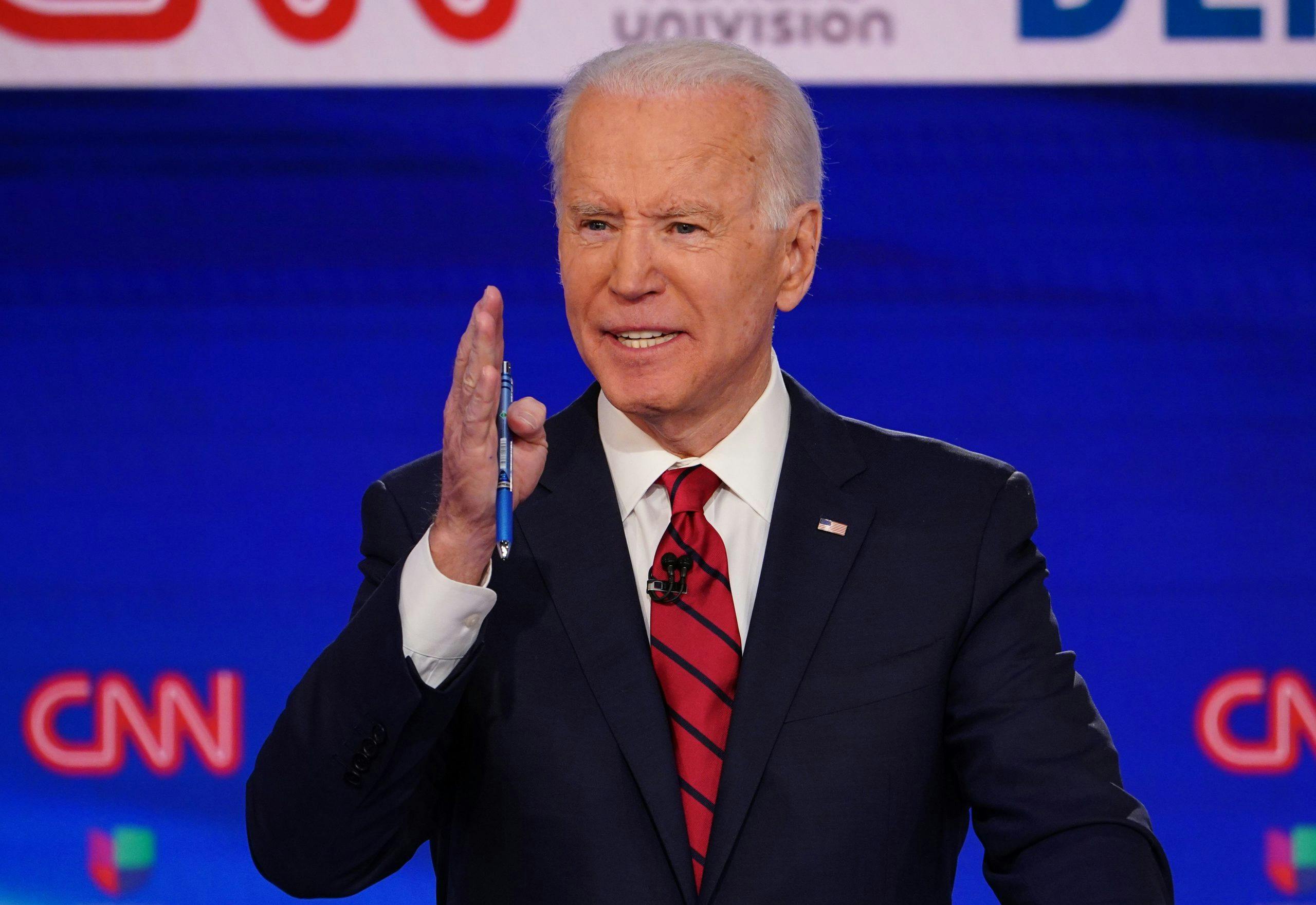 Democratic presidential hopeful former US vice president Joe Biden participates in the 11th Democratic Party 2020 presidential debate in a CNN Washington Bureau studio in Washington, DC on March 15, 2020. (Photo by MANDEL NGAN / AFP) (Photo by MANDEL NGAN/AFP via Getty Images)