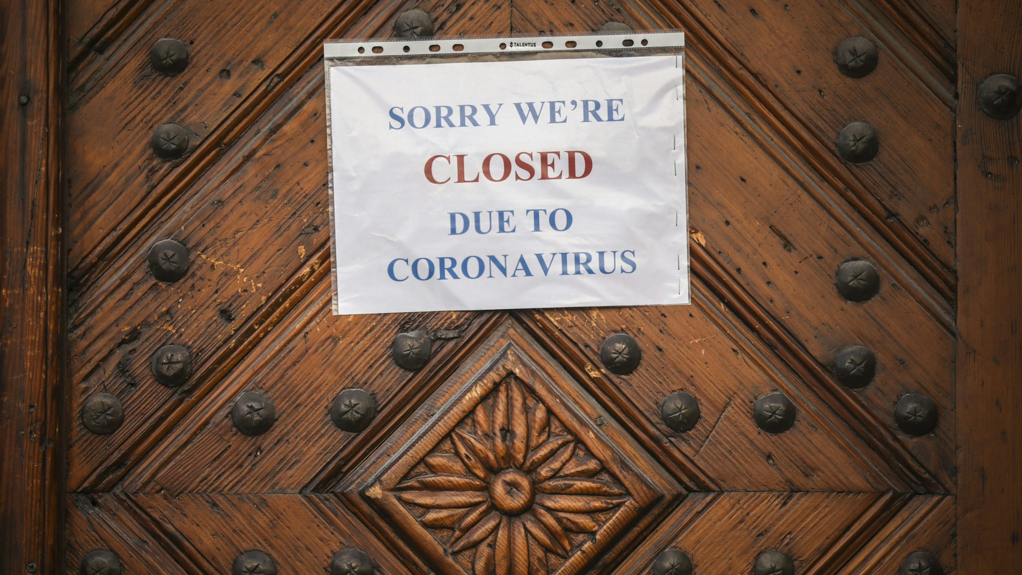 A restaurant is closed due to the spread of the coronavirus. Krakow, Poland on March 25, 2020. Polands government introduced new limitations across the country, such as rules preventing leaving home unless justified. (Photo by Beata Zawrzel/NurPhoto via Getty Images)