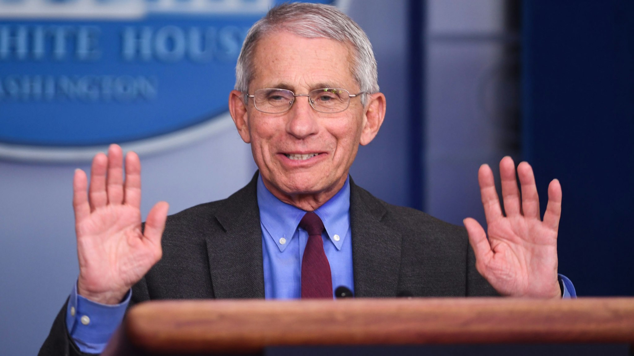 Anthony Fauci, director of the National Institute of Allergy and Infectious Diseases, speaks during a Coronavirus Task Force news conference at the White House in Washington, D.C., U.S., on Friday, April 10, 2020. President Donald Trump said he has asked his agriculture secretary to use all of the funds and authorities at his disposal, to aid U.S. farmers, whose financial peril has worsened in the coronavirus pandemic. Photographer: Kevin Dietsch/UPI/Bloomberg via Getty Images