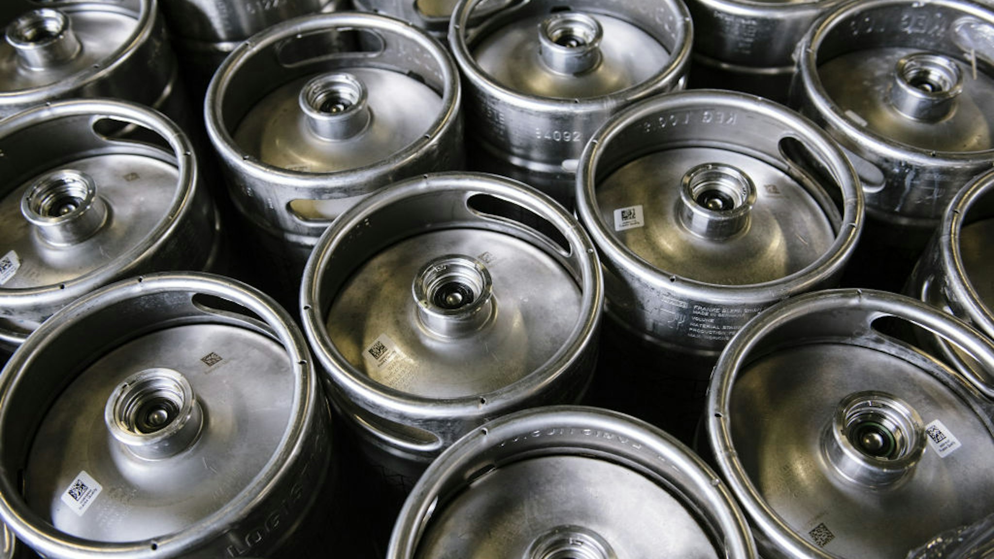 Sixtel kegs of beer that couldn't be sold to restaurants and bars due to closures related to the coronavirus pandemic sit in rows at the Fort Point Beer Co. brewery in San Francisco, California, U.S., on Friday, April 17, 2020.