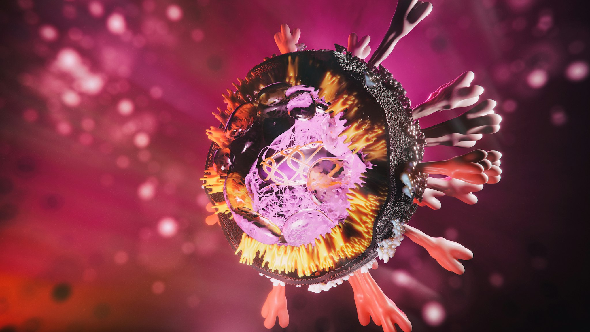 Abs COVID-19 structure - 3d rendered image structure view on black background. Viral Infection concept. MERS-CoV, SARS-CoV, ТОРС, 2019-nCoV, Wuhan Coronavirus. Design element. RNA. High resolution.