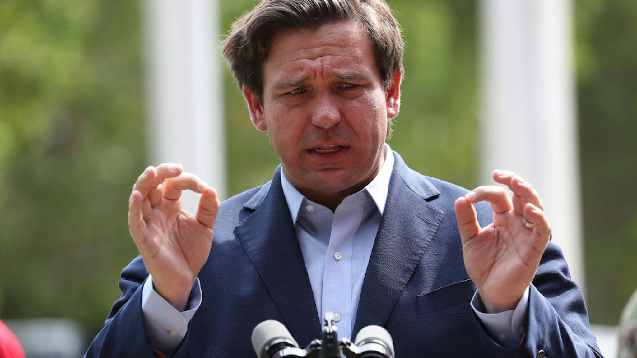 Florida Gov. Ron DeSantis gives updates about the state's response to the coronavirus pandemic during a press conference on April 17, 2020 in Fort Lauderdale, Florida.