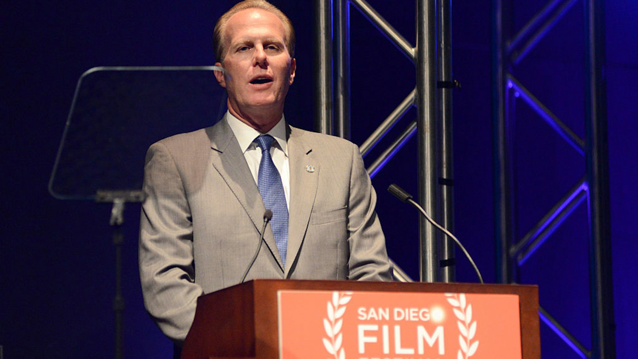 Mayor of San Diego Kevin Faulconer speaks at the opening night tribute at the San Diego Film Festival 2014 on September 27, 2014 in San Diego, California.