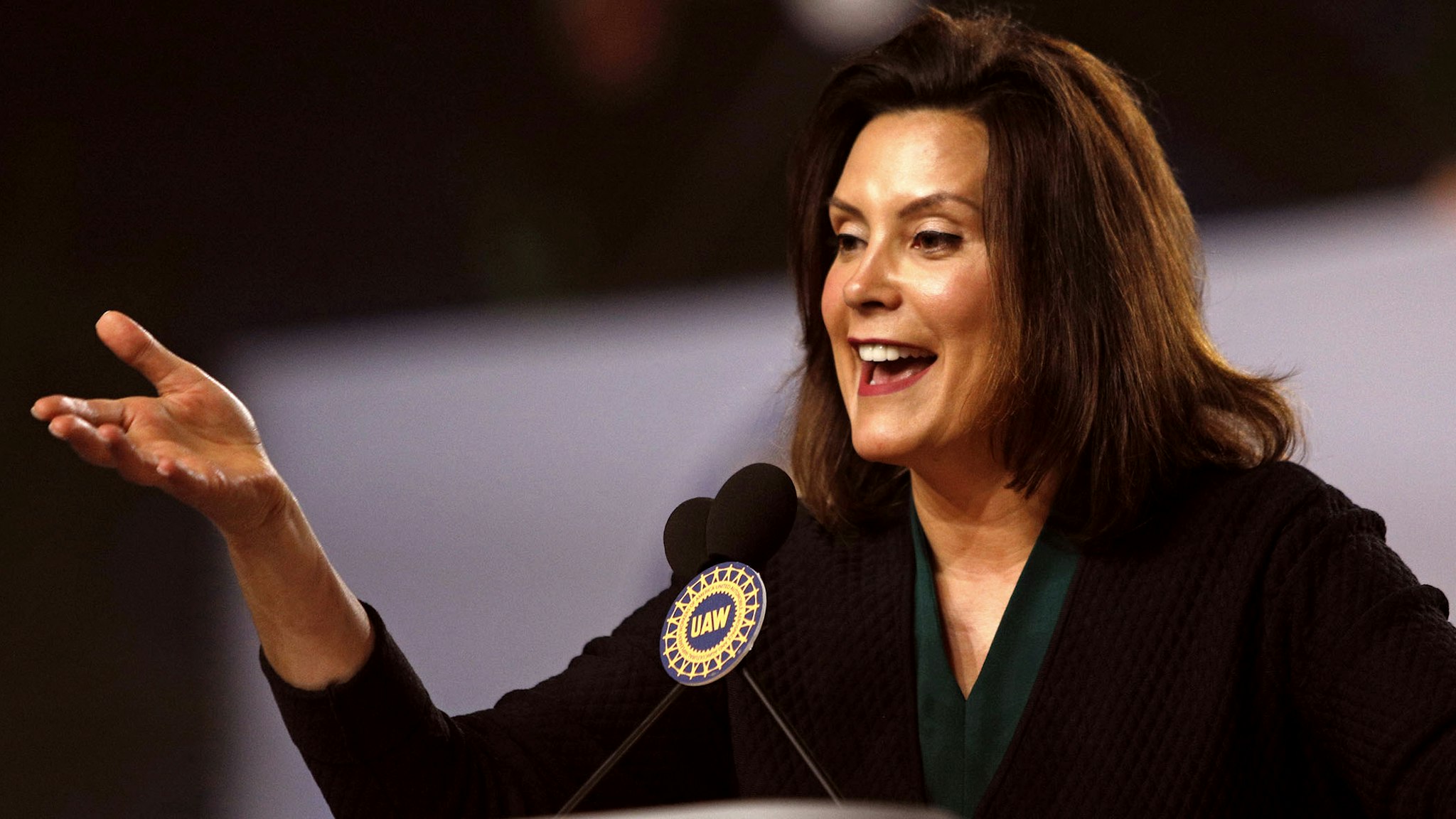 Michigan Democrat Gubernatorial candidate Gretchen Whitmer addresses the 37th United Auto Workers Constitutional Convention June14, 2018 at Cobo Center in Detroit, Michigan