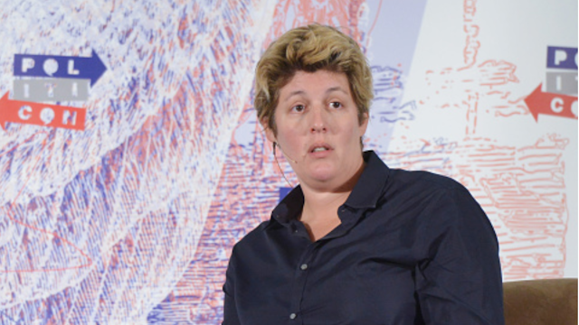 LOS ANGELES, CA - OCTOBER 21: Political commentator Sally Kohn speask during Politicon 2018 at Los Angeles Convention Center on October 21, 2018 in Los Angeles, California.
