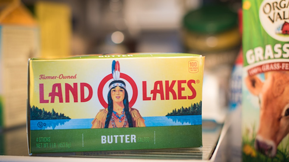 A container of Land O'Lakes Inc. brand butter is displayed for a photograph in Dobbs Ferry, New York, U.S., on Wednesday, Feb. 20, 2019. With 2018 annual sales of $15 billion, Land O'Lakes is one of the nation's largest cooperatives.