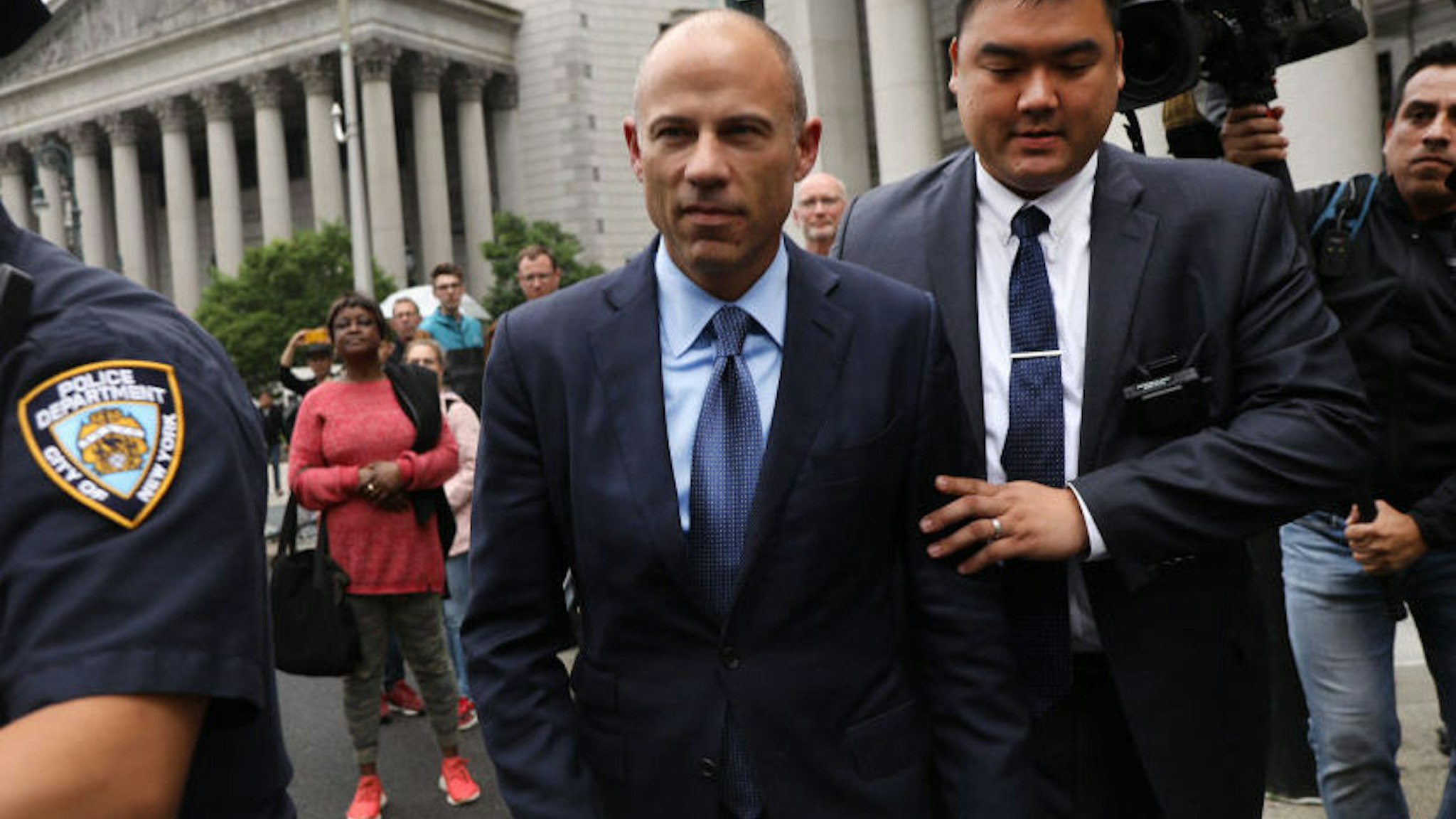 NEW YORK, NEW YORK - MAY 28: Celebrity attorney Michael Avenatti walks out of a New York court house after pleading not guilty Tuesday in federal court in a case where he is accused of stealing $300,000 from a former client, adult-film actress Stormy Daniels. on May 28, 2019 in New York City. A grand jury has indicted Avenatti for the Daniels-related case and a second case in which prosecutors say he attempted to extort more than $20 million from sportswear giant Nike.