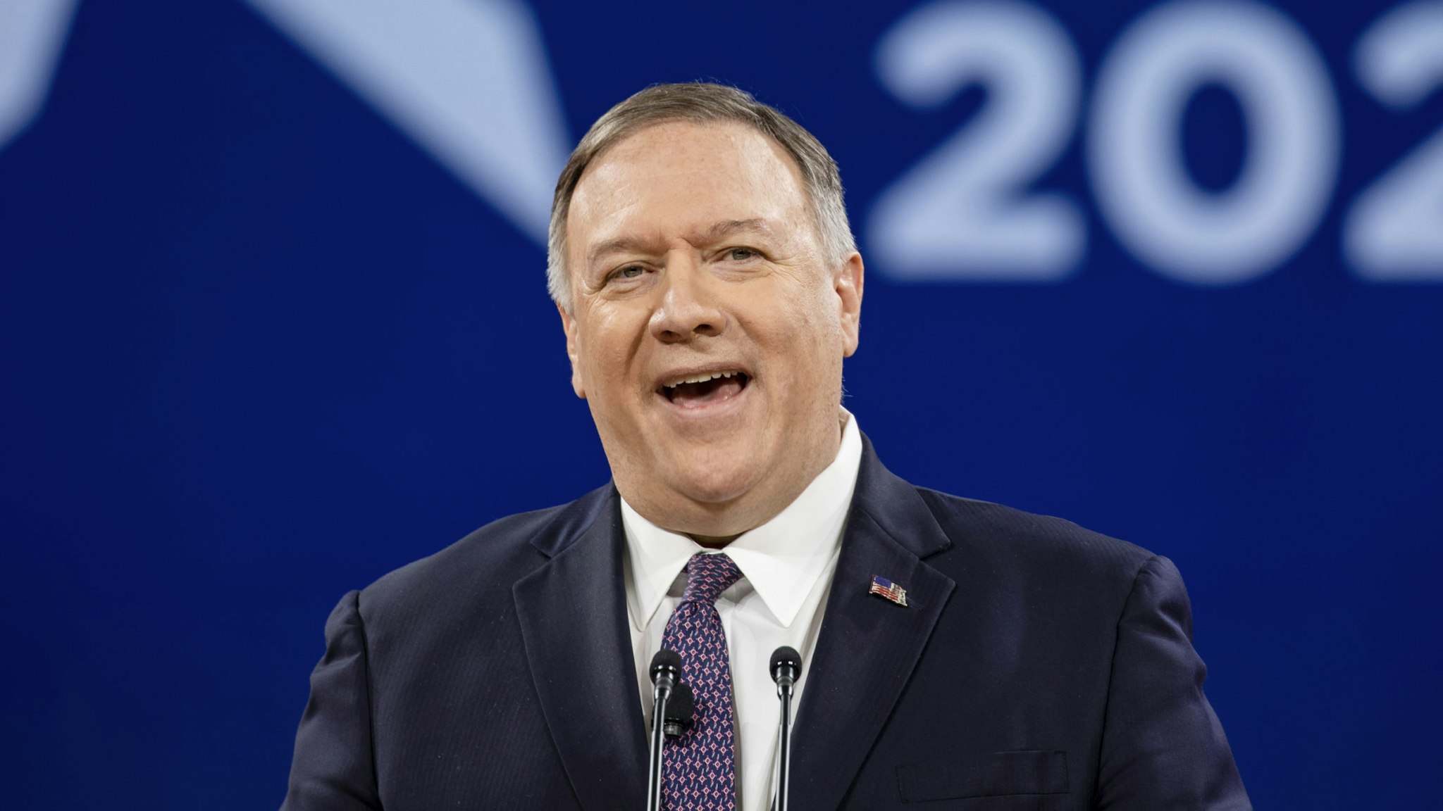 NATIONAL HARBOR, MD - FEBRUARY 28: Secretary of State Mike Pompeo speaks at the Conservative Political Action Conference 2020 (CPAC) hosted by the American Conservative Union on February 28, 2020 in National Harbor, MD.