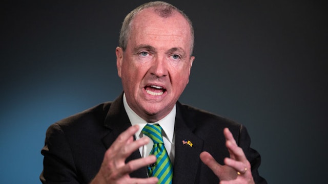 Phil Murphy, Governor of New Jersey, speaks during a Bloomberg Television interview in Newark, New Jersey, U.S., on Friday, March 8, 2019. Murphy discussed the state's proposed fiscal budget, his meeting with bond rating agencies, and recent talks with Amazon.com Inc. Photographer: Ron Antonelli/Bloomberg
