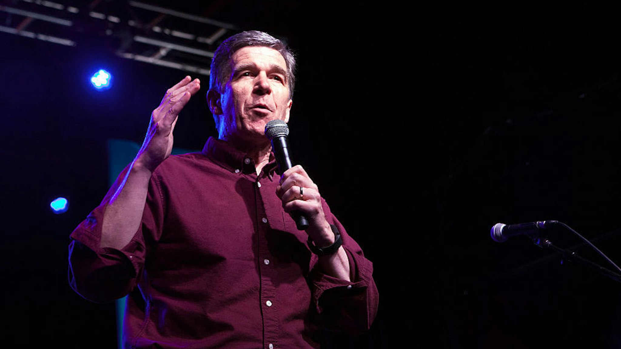 North Carolina gubernatorial candidate Roy Cooper speaks during Get Out the Vote at The Fillmore Charlotte on November 6, 2016 in Charlotte, North Carolina. (Photo by Jeff Hahne/Getty Images)