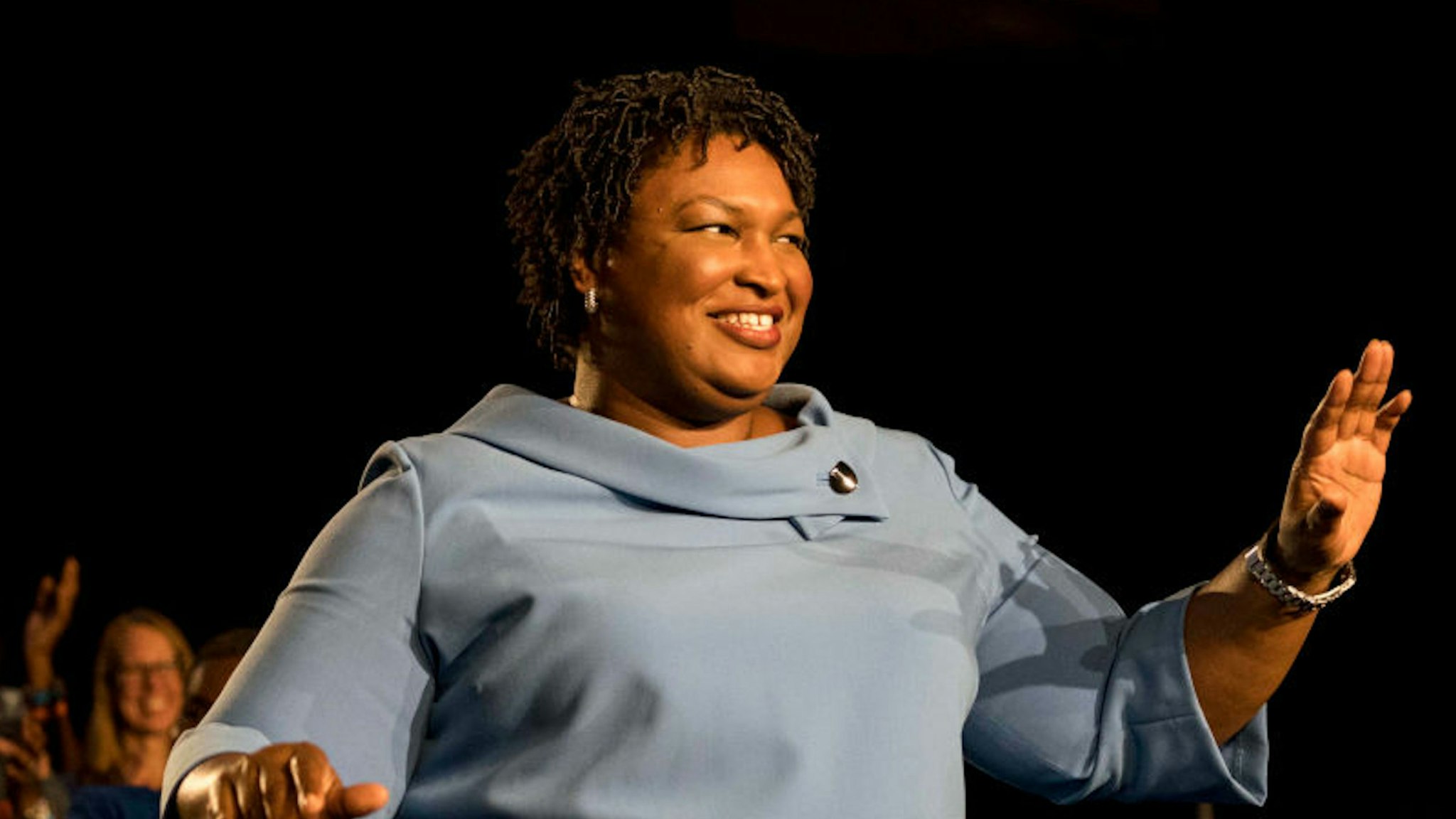 ATLANTA, GEORGIA - On a late election night Democratic nominee for Governor Stacey Abrams speaks to cheering supporters and announced that she'll be in in a runoff with her opponent, at the Hyatt Regency in Atlanta, Georgia on Tuesday November 6, 2018.