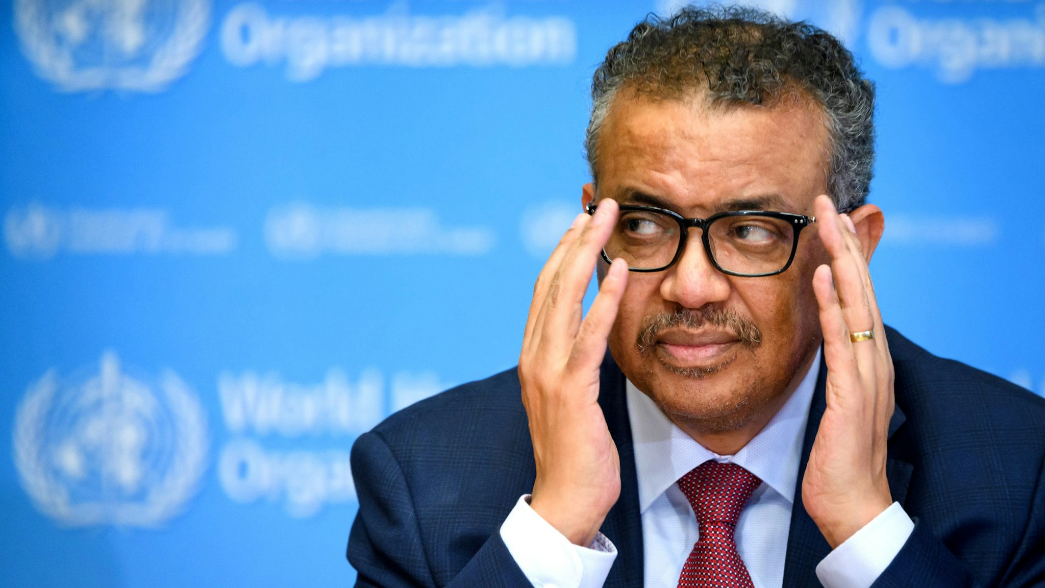 World Health Organization (WHO) Director-General Tedros Adhanom Ghebreyesus gestures during a daily press briefing on COVID-19 coronavirus at the WHO headquaters on March 6, 2020 in Geneva.