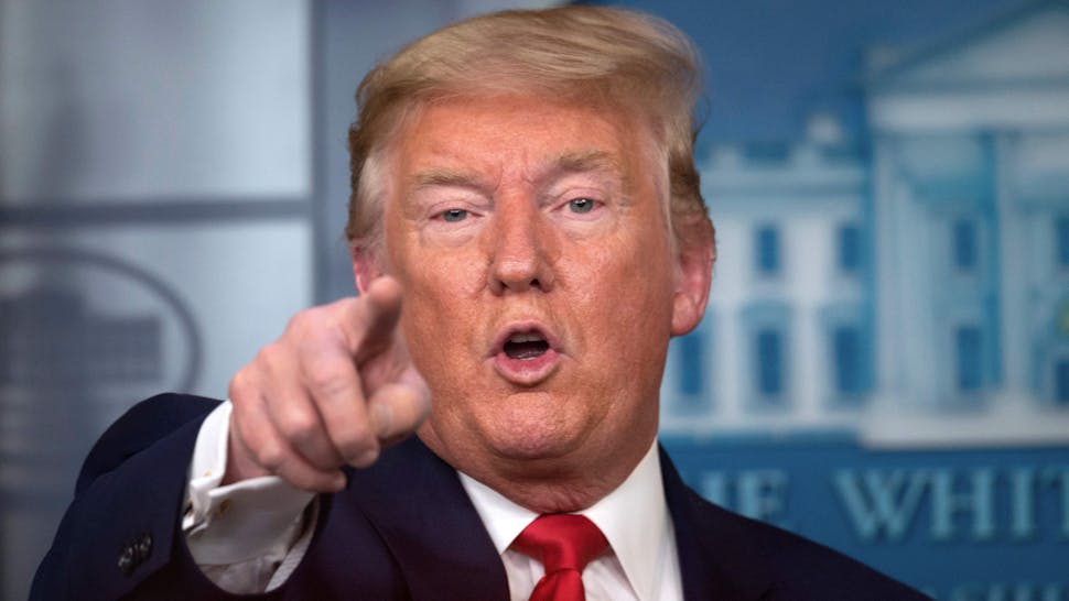US President Donald Trump speaks during the daily briefing on the novel coronavirus, COVID-19, in the Brady Briefing Room at the White House on April 3, 2020, in Washington, DC.