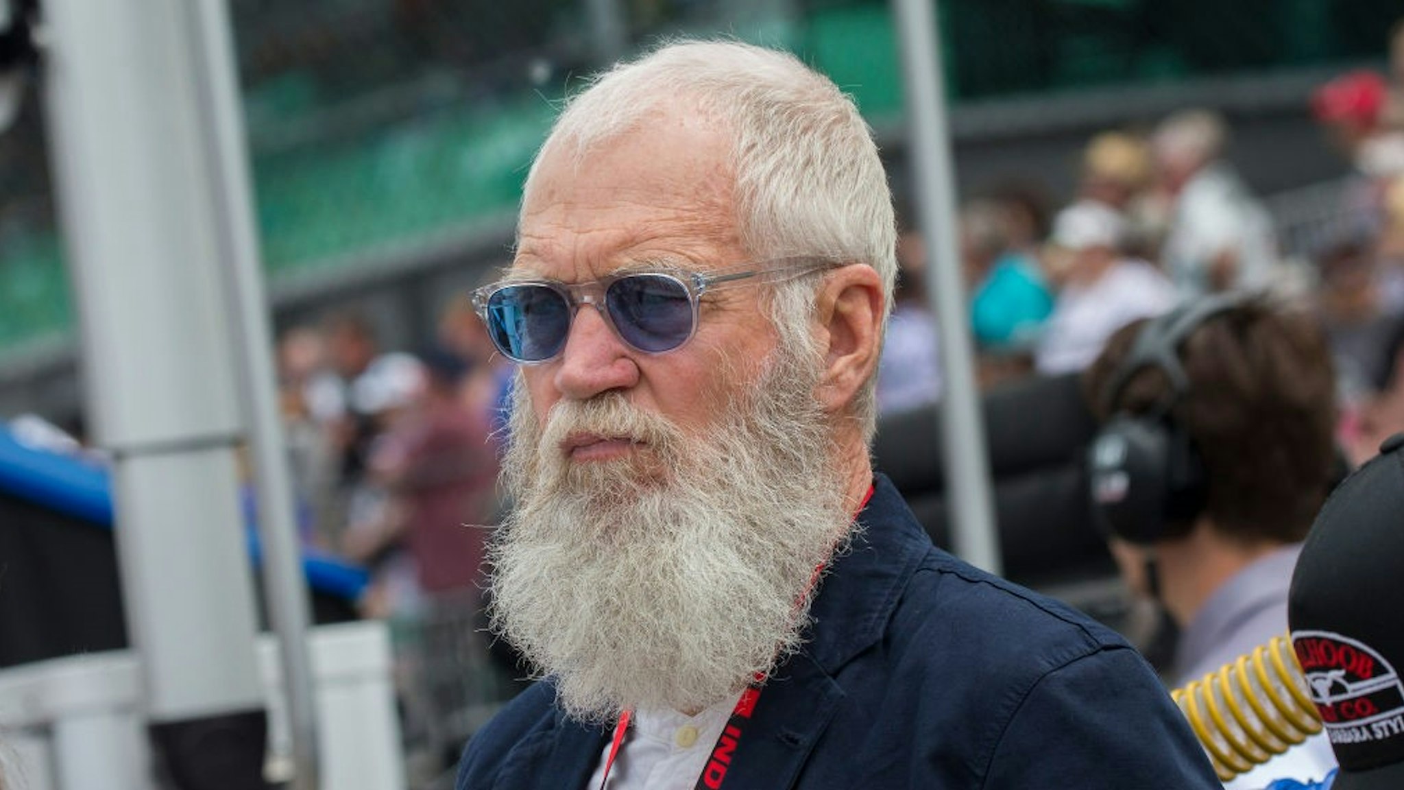 INDIANAPOLIS, IN - MAY 26:Team owner and Indiana native David Letterman on pit road prior to the NTT IndyCar Series 103rd running of the Indianapolis 500 on May 26, 2019, in Indianapolis, IN.(Photo by