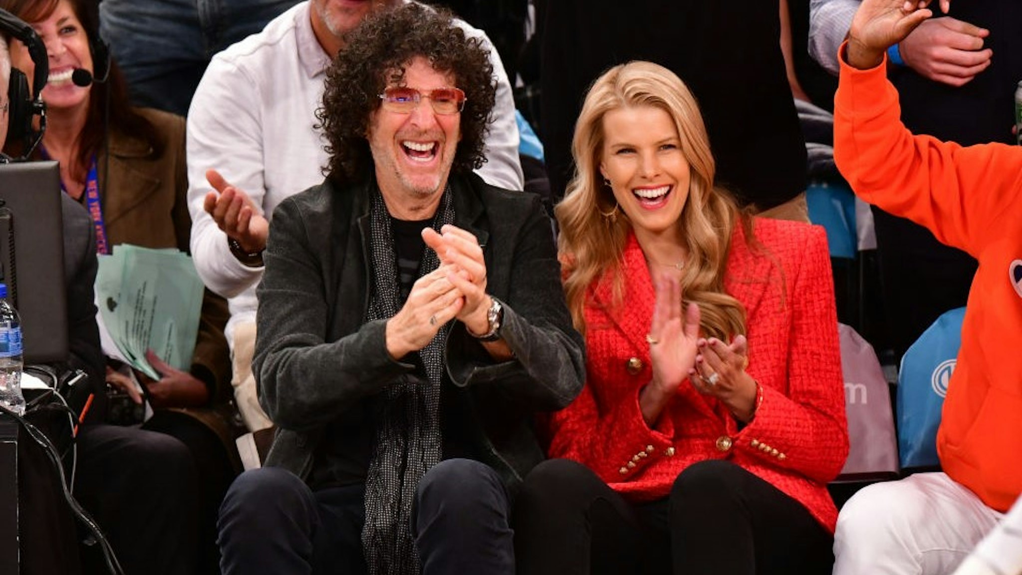 Howard Stern and Beth Ostrosky Stern attend the New York Knicks vs Atlanta Hawks game at Madison Square Garden on October 17, 2018 in New York City. (Photo by J