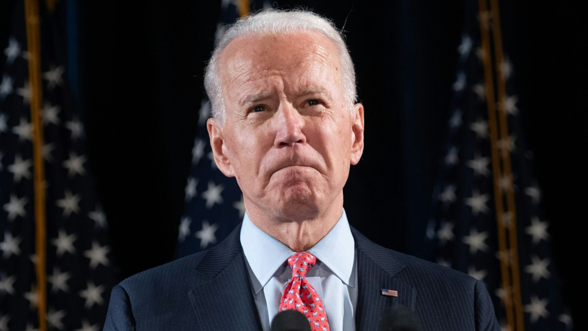 Former US Vice President and Democratic presidential hopeful Joe Biden speaks about COVID-19, known as the Coronavirus, during a press event in Wilmington, Delaware on March 12, 2020.