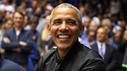 Barack Obama Former President of the United States, Barack Obama, watches on during the game between the North Carolina Tar Heels and Duke Blue Devils at Cameron Indoor Stadium on February 20, 2019 in Durham, North Carolina.