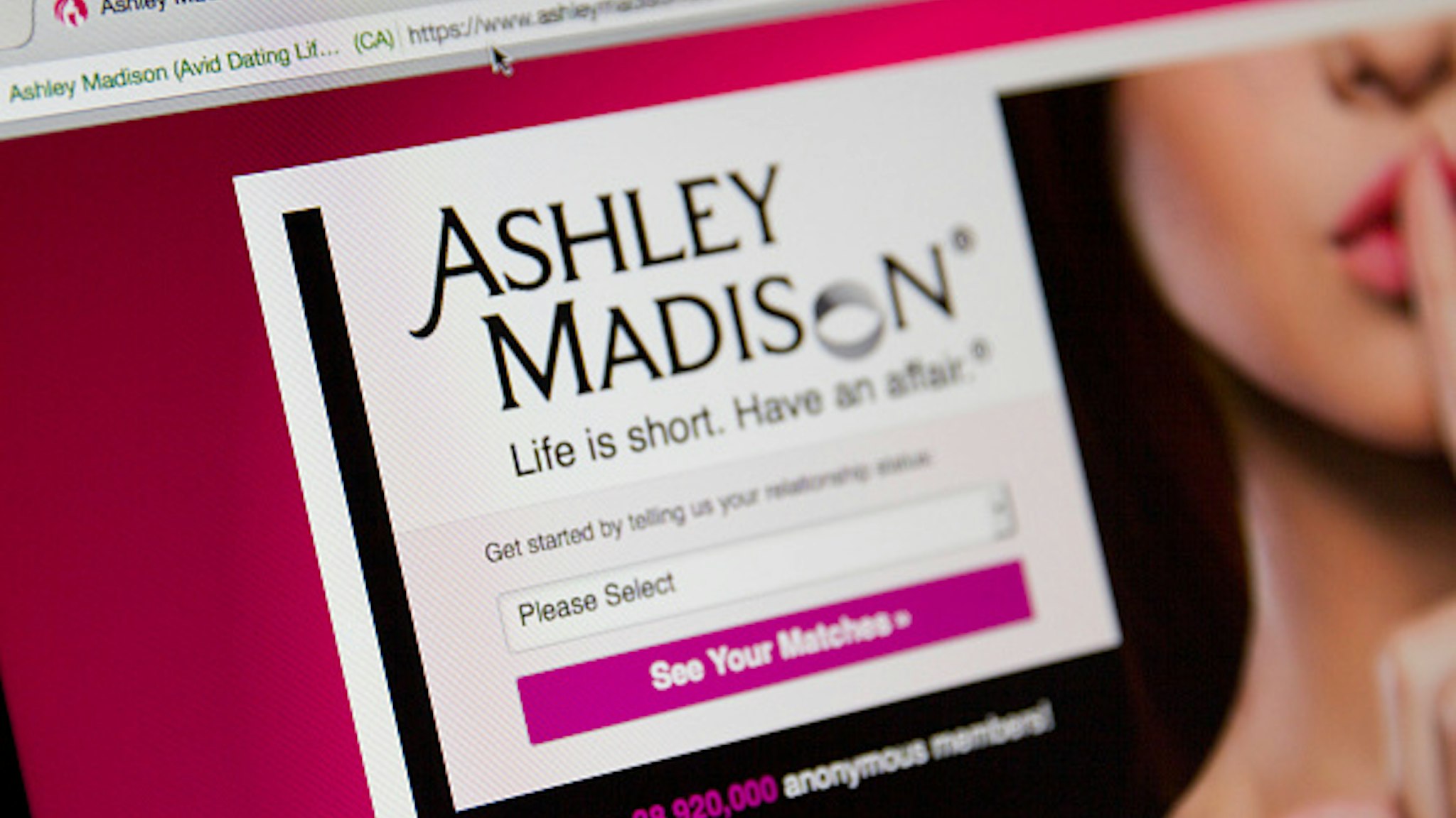 A detail of the Ashley Madison website on August 19, 2015. Hackers who stole customer information from the cheating site AshleyMadison.com dumped 9.7 gigabytes of data to the dark web on Tuesday fulfilling a threat to release sensitive information including account details, log-ins and credit card details, if Avid Life Media, the owner of the website didn't take Ashley Madison.com offline permanently.