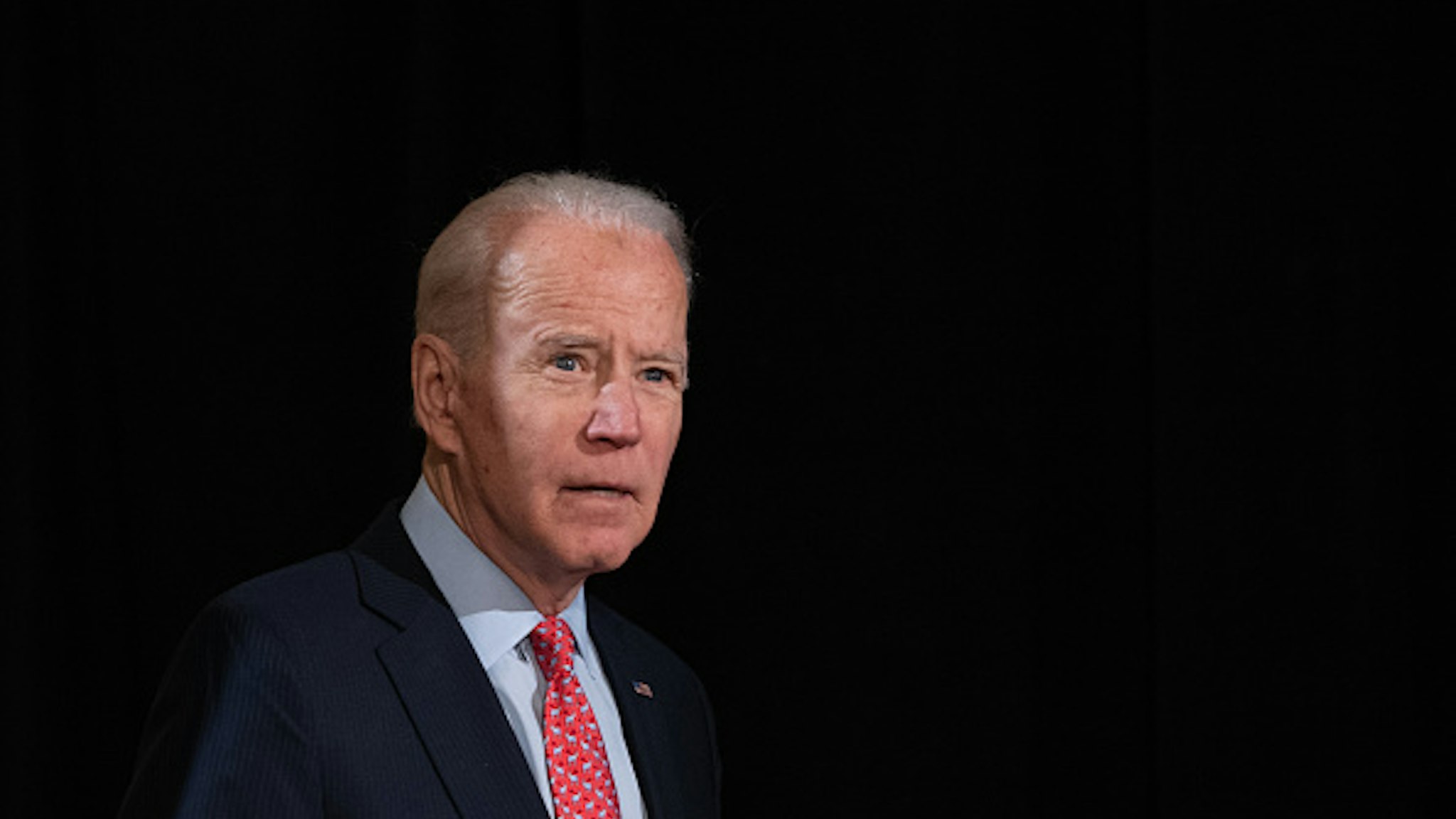 Former US Vice President and Democratic presidential hopeful Joe Biden arrives to speak about COVID-19, known as the Coronavirus, during a press event in Wilmington, Delaware on March 12, 2020