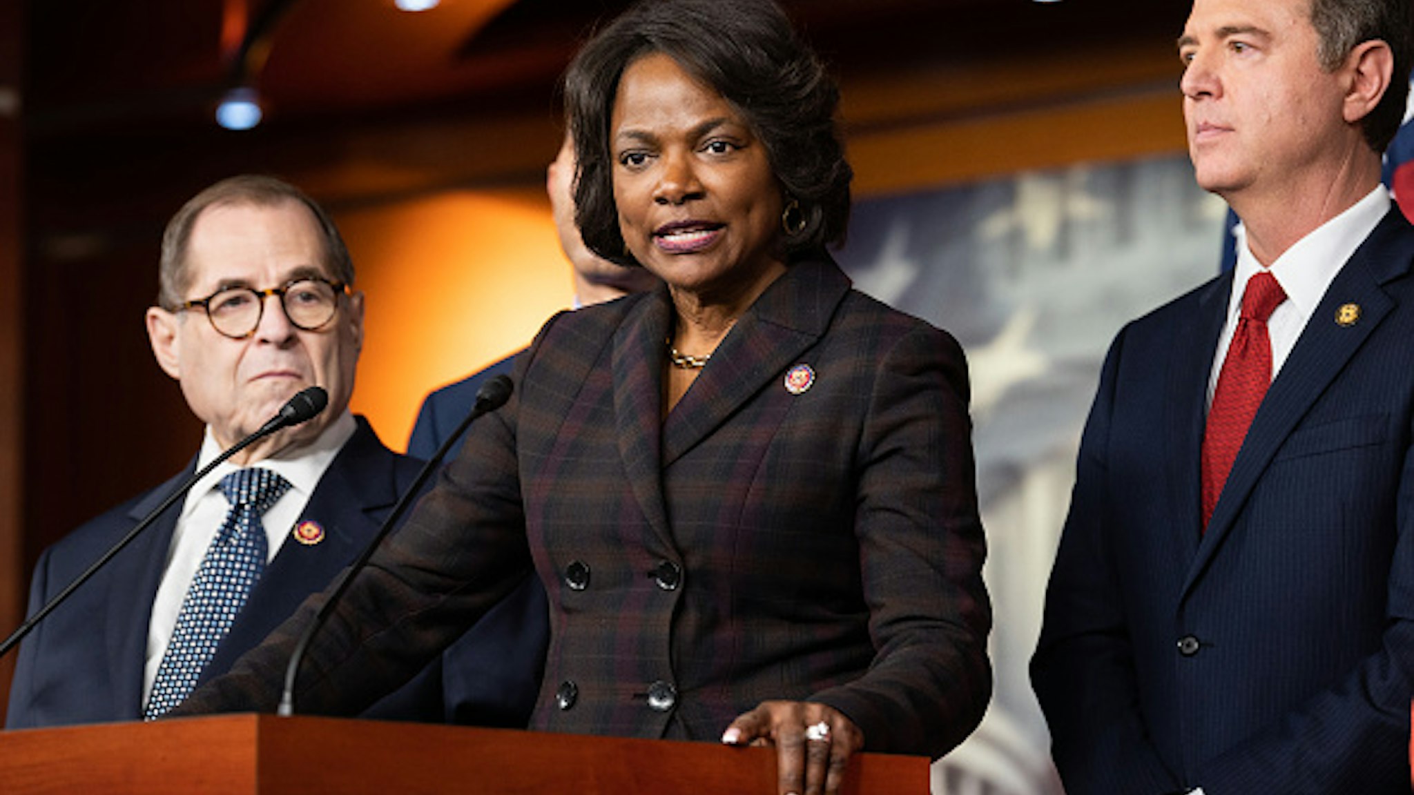WASHINGTON, UNITED STATES - JANUARY 28 2020: U.S. Representative, Val Demings (D-FL) speaking about the Senate impeachment trial.- PHOTOGRAPH BY Michael Brochstein / Echoes Wire/ Barcroft Media