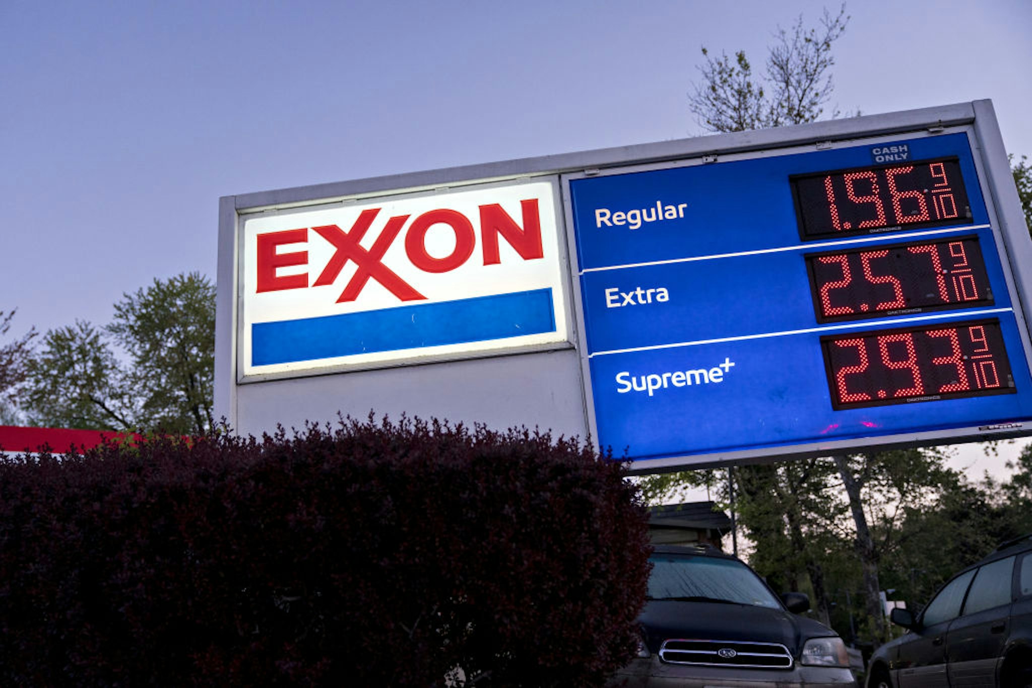 Fuel prices are displayed at an Exxon Mobil Corp. gas station in Arlington, Virginia, U.S., on Wednesday, April 29, 2020. Exxon is scheduled to released earnings figures on May 1. Photographer: Andrew Harrer/Bloomberg via Getty Images