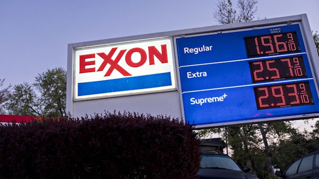 Fuel prices are displayed at an Exxon Mobil Corp. gas station in Arlington, Virginia, U.S., on Wednesday, April 29, 2020. Exxon is scheduled to released earnings figures on May 1. Photographer: Andrew Harrer/Bloomberg via Getty Images