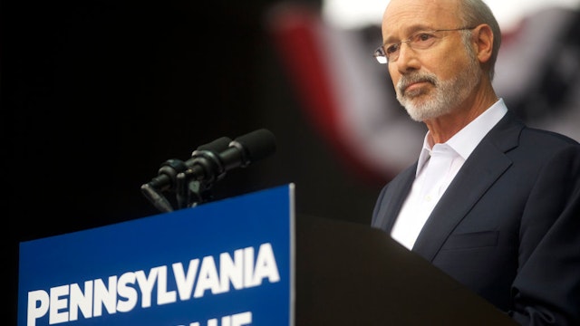 Pennsylvania Governor Tom Wolf addresses supporters before former President Barack Obama speaks during a campaign rally for statewide Democratic candidates on September 21, 2018 in Philadelphia, Pennsylvania. Midterm election day is November 6th.