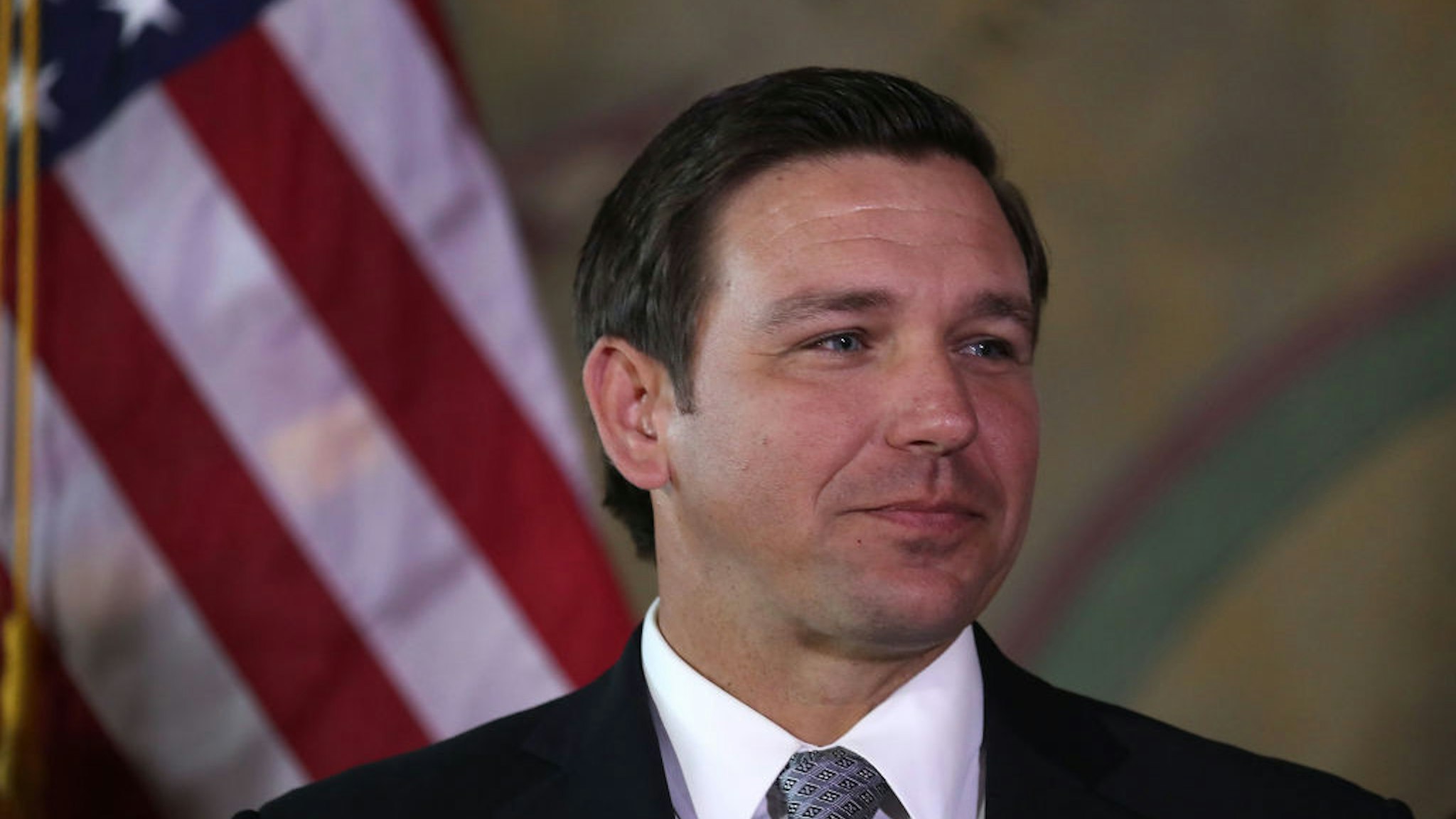 Ron DeSantis attends an event at the Freedom Tower where he named Barbara Lagoa to the Florida Supreme Court on January 09, 2019 in Miami, Florida.