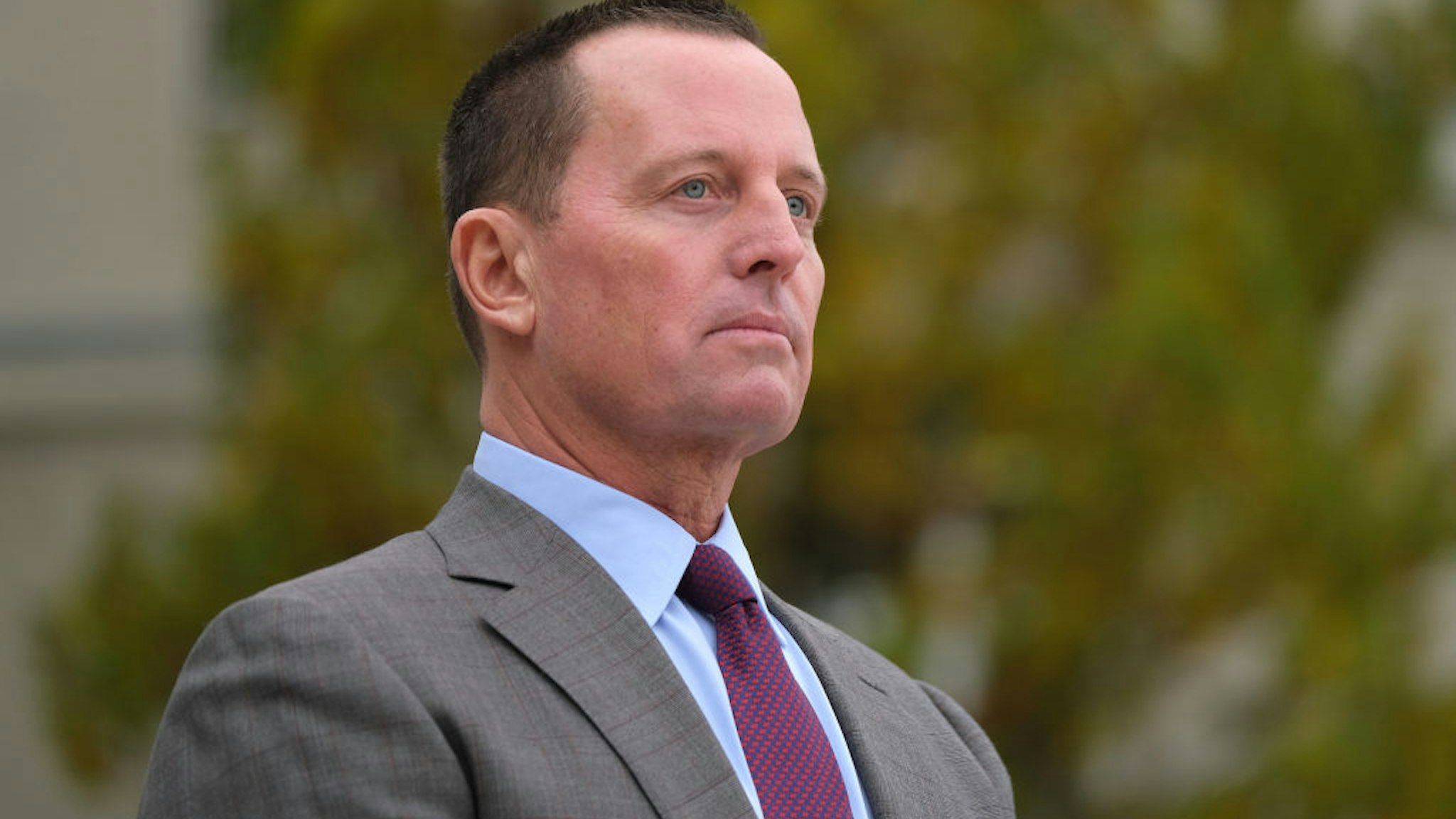 U.S. Ambassador to Germany Richard Grenell waits for the arrival of U.S. Secretary of State Mike Pompeo