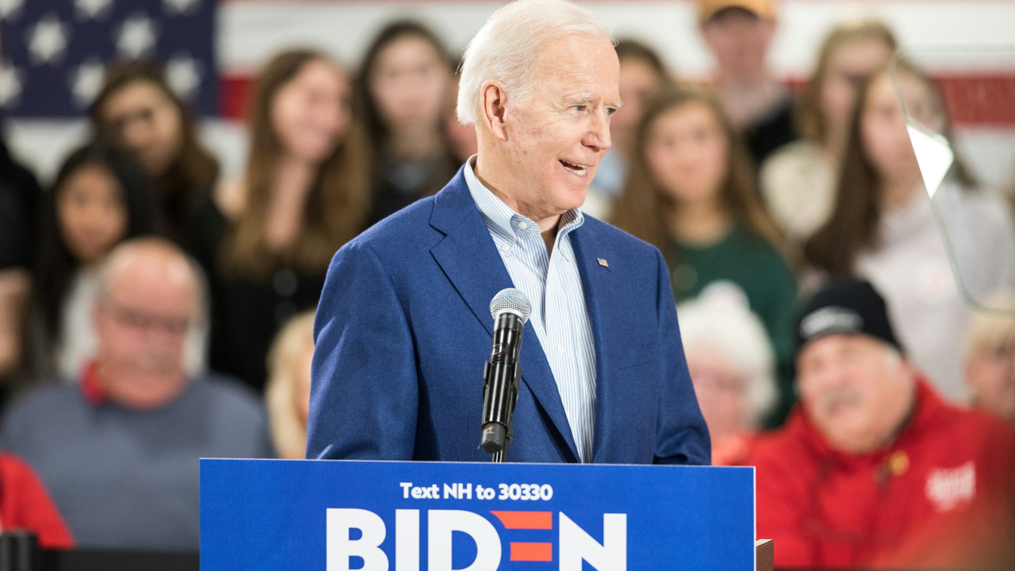 MANCHESTER, NH - FEBRUARY 10: Democratic presidential candidate former Vice President Joe Biden speaks during a campaign event on February 10, 2020 in Manchester, New Hampshire. New Hampshire holds its first in the nation primary tomorrow. (Photo by Scott Eisen/Getty Images)