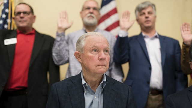 VESTAVIA HILLS, AL - JANUARY 11- Former Attorney General Jeff Sessions is seen during a meeting of local Republicans at the Vestavia Hills Public Library on Saturday, January 11, 20