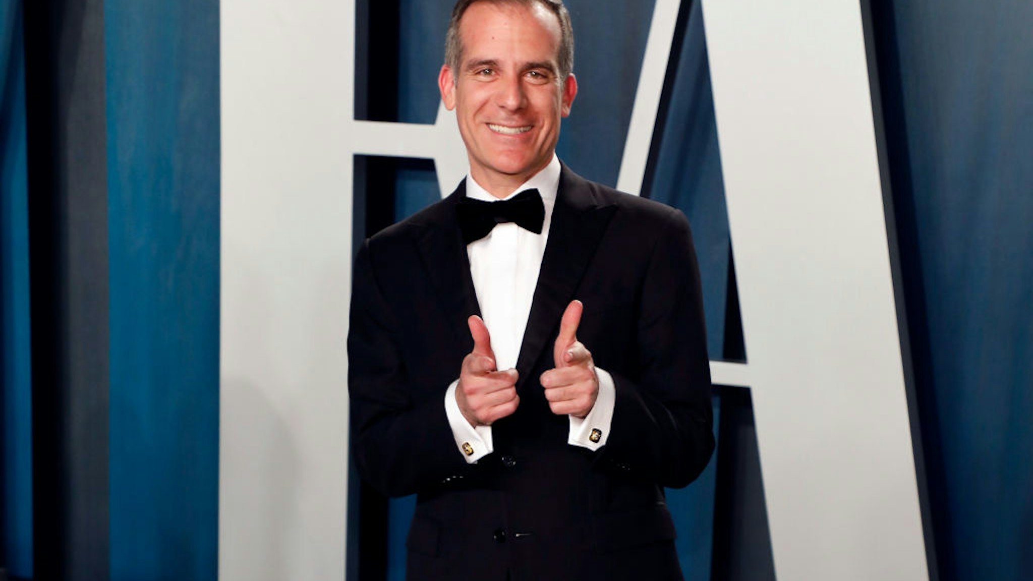 Los Angeles Mayor Eric Garcetti attends the 2020 Vanity Fair Oscar Party at Wallis Annenberg Center for the Performing Arts on February 09, 2020 in Beverly Hills, California.