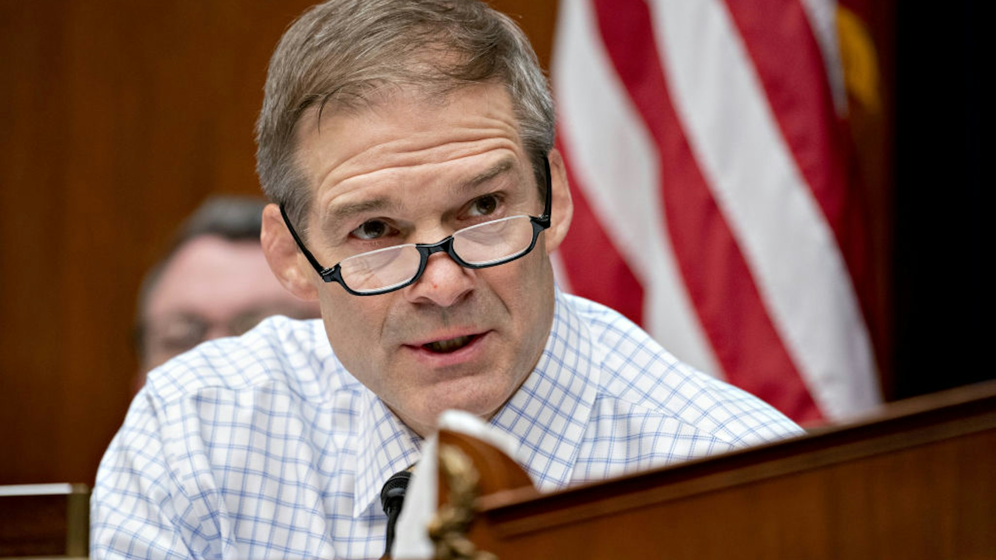 Representative Jim Jordan, a Republican from Ohio and ranking member of the House Oversight Committee, makes an opening statement during a hearing in Washington, D.C., U.S., on Wednesday, March 11, 2020.