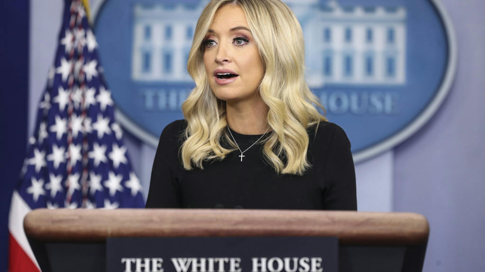 White House Press Secretary Kayleigh McEnany Holds Briefing Kayleigh McEnany, White House press secretary, speaks during a briefing in Washington, D.C., U.S., on Tuesday, May 26, 2020. McEnany