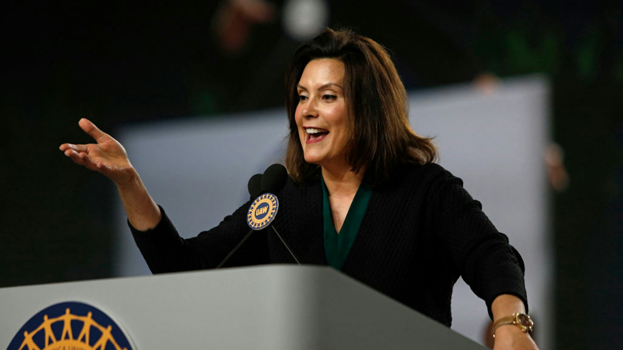 Michigan Democrat Gubernatorial candidate Gretchen Whitmer addresses the 37th United Auto Workers Constitutional Convention June14, 2018 at Cobo Center in Detroit, Michigan