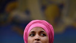 US-BRAZIL-HUMAN RIGHTS-JUSTICE Representative Ilhan Omar (D-Minnesota) attends a press conference with a delegation of Brazilian Congresswomen to discuss human rights and climate justice on February 26, 2020 on Capitol Hill in Washington, DC.