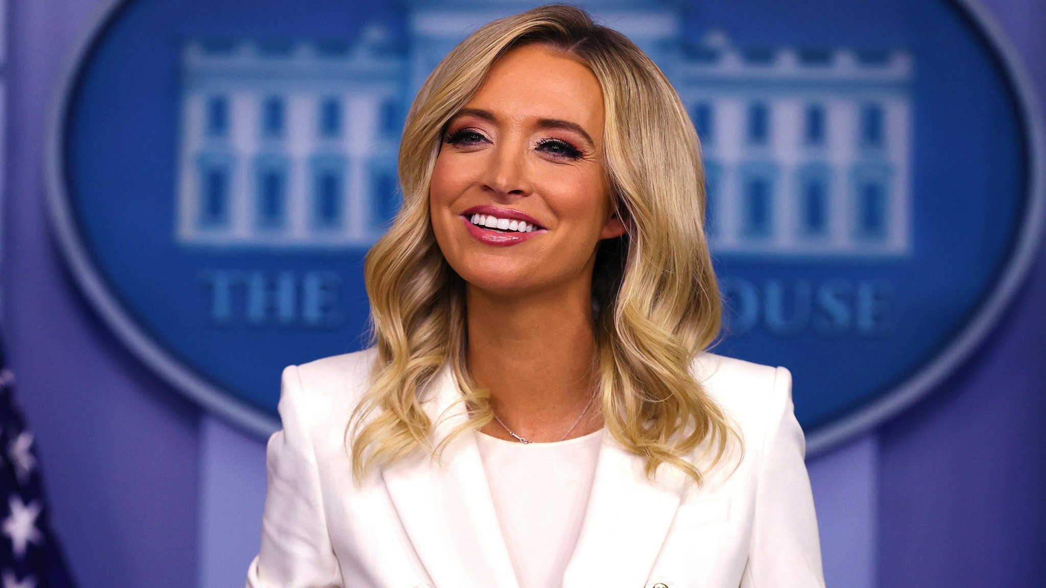 WASHINGTON, DC - MAY 06: White House Press Secretary Kayleigh McEnany conducts a news conference in the Brady Press Briefing Room at the White House May 06, 2020 in Washington, DC. This is McEnany's second formal news conference since becoming President Donald Trump's press secretary last month.