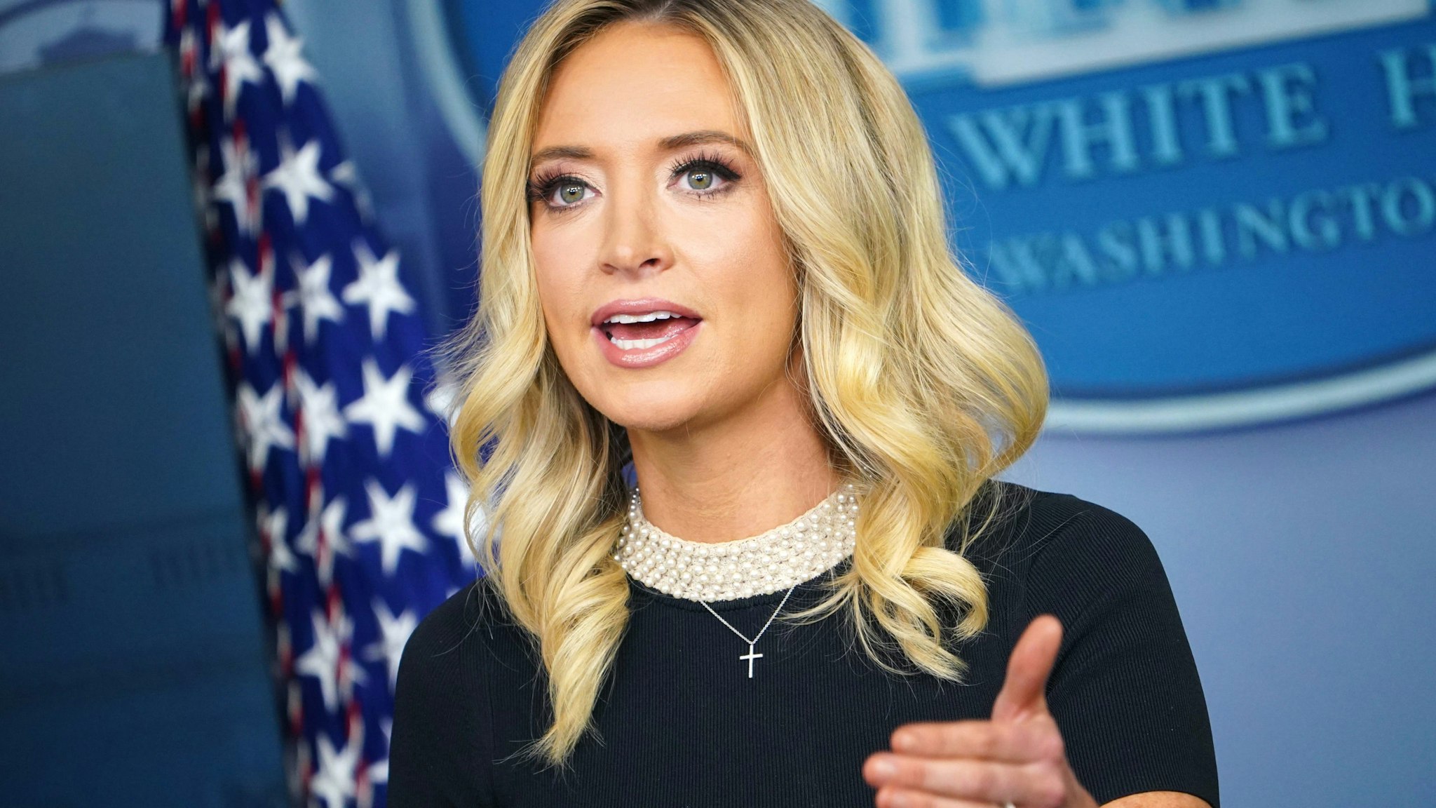 White House Press Secretary Kayleigh McEnany speaks to the press on May 15, 2020, in the Brady Briefing Room of the White House in Washington, DC.