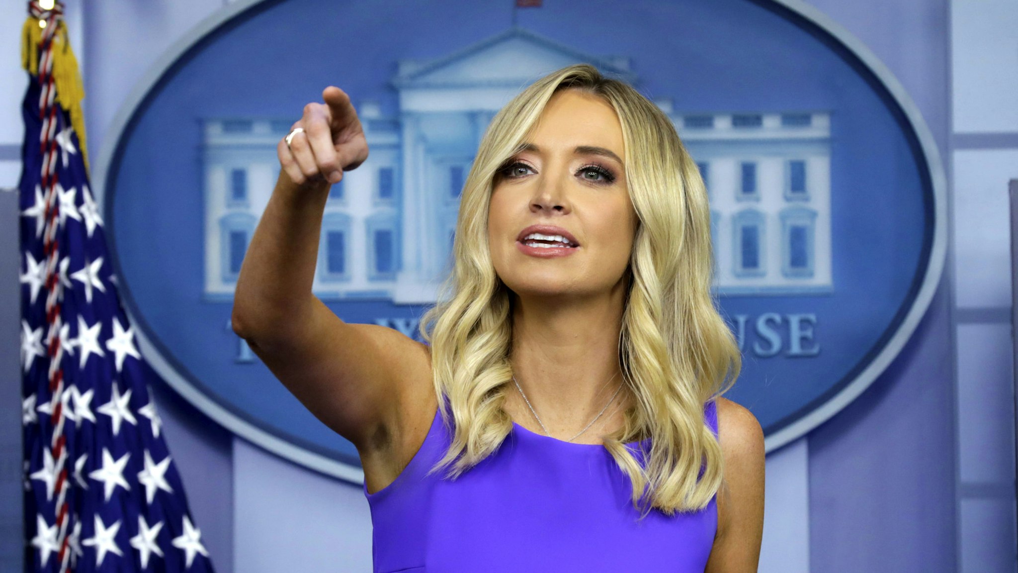 Kayleigh McEnany, White House press secretary, speaks during a briefing in Washington, D.C., U.S., on Thursday, May 28, 2020. President Trump plans to sign an executive order on social media on Thursday afternoon, perhaps before 5pm, McEnany said.