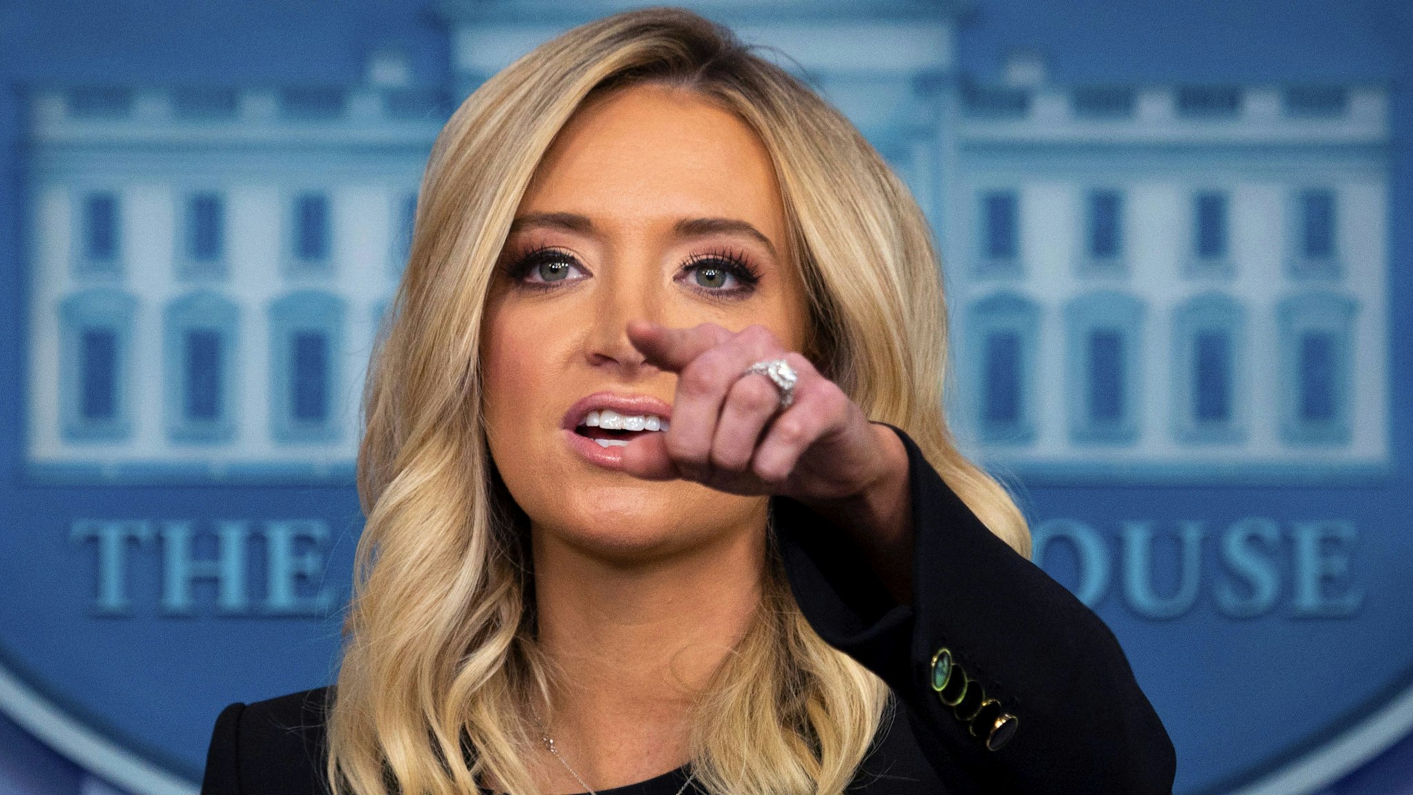White House Press Secretary Kayleigh McEnany holds her first press conference on May 1, 2020, in the Brady Briefing Room of the White House in Washington, DC.