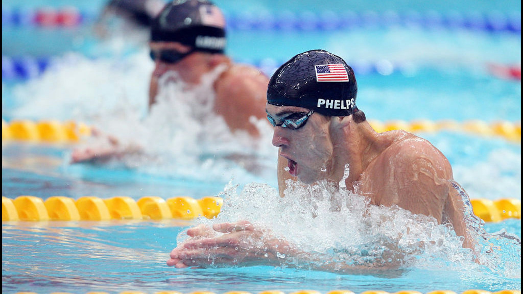 Michael Phelps of the United States competes in the Men's 200m Individual Medley Final at the National Aquatics Center on Day 7 of the Beijing 2008 Olympic Games on August 15, 2008 in Beijing, China. (Photo by Ian MacNicol/Getty Images)
