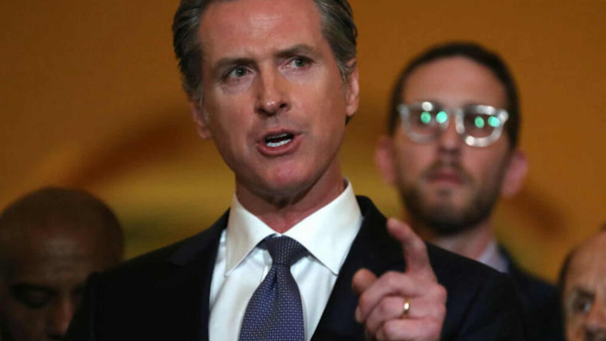 SACRAMENTO, CALIFORNIA - MARCH 13: California Gov. Gavin Newsom speaks during a news conference at the California State Capitol on March 13, 2019 in Sacramento, California. Newsom announced today a moratorium on California's death penalty. California has 737 people on death row, the largest death row population in the United States.