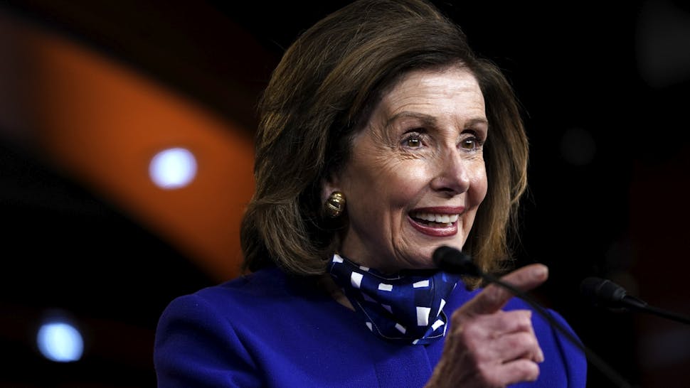 WASHINGTON, DC - APRIL 29: Speaker of the House Nancy Pelosi (D-CA) speaks during news conference at the U.S. Capitol, April 29, 2020 Washington, DC. Pelosi and Clyburn announced the Democratic members of the newly created House Select Committee on the Coronavirus Crisis. The committee will be chaired by Rep. Clyburn (D-SC) and the other members of the committee will be Rep. Maxine Waters (D-CA), Rep. Carolyn Maloney (D-NY), Rep. Nydia Velazquez (D-NY), Rep. Bill Foster (D-IL), Rep. Jamie Raskin (D-MD) and Rep. Andy Kim (D-NJ).
