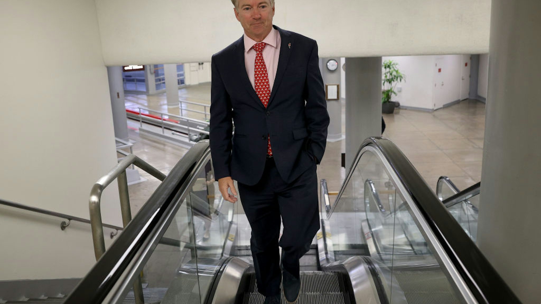 WASHINGTON, DC - MARCH 18: U.S. Sen. Rand Paul (R-KY) arrives at the U.S. Capitol for a vote on March 18, 2020 in Washington, DC. Senate Majority Leader Mitch McConnell is urging members of the Senate to pass as soon as possible a second COVID-19 funding bill already passed by the House. (Photo by Win McNamee/Getty Images)