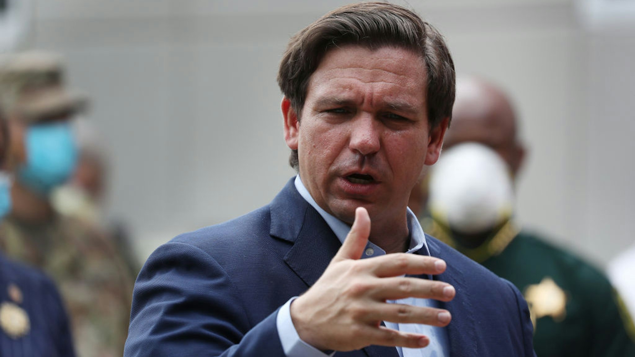 Florida Gov. Ron DeSantis gives updates about the state's response to the coronavirus pandemic during a press conference on April 17, 2020 in Fort Lauderdale, Florida. The governor announced that starting Saturday, two walk-up testing sites will open in Broward County ‚Äî one at the Urban League of Broward County in Fort Lauderdale and the other at Mitchell Moore Park in Pompano Beach. (Photo by Joe Raedle/Getty Images)